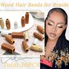 VENOFEN 36PCS Hair Beads for Braids Wooden Beads for Hair Dreadlock Loc Jewelry Long Tube Beads for Hair Multi Style Wood Beads Hair Decoration Braid Accessories for Women and Men