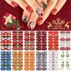 12 Sheets Christmas Nail Wraps Full Stickers Nail Polish Strips, DIY Self-Adhesive Nail Art Decals Santa Claus Xmas Tree Snowflake Pattern with 2 Piece Nail Files for Party Decor (168 Pieces)