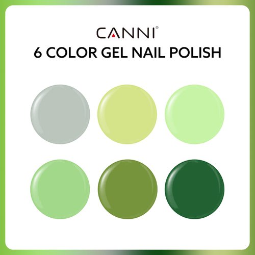 CANNI 6Pcs 9ml Emerald Green Gel Nail Polish Set- Dark Sage Forest Green Gel Polish Kit Lime Olive Forest Green Colors DIY at Home Salon Christmas New Year's Gifts for Girls