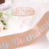 BAHABY It's My Birthday Sash & Rhinestone Birthday Tiara Set Birthday Sash and Crowns for Women Happy Birthday Decorationss- Rose Gold