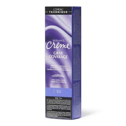 L'Oreal Paris Excellence Creme Permanent Hair Color No.5, 5 Medium Brown, 1.74 Ounce