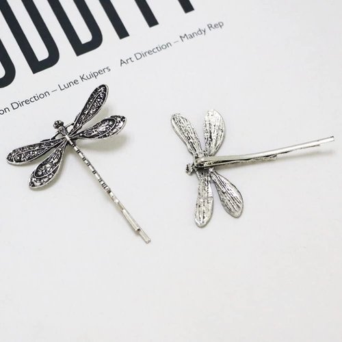 6 Pcs Metal Hair Clips Antique Silver Dragonfly Hair Pins Vintage Bobby Pins Hair Barrettes Hair Accessories for Women and Girls