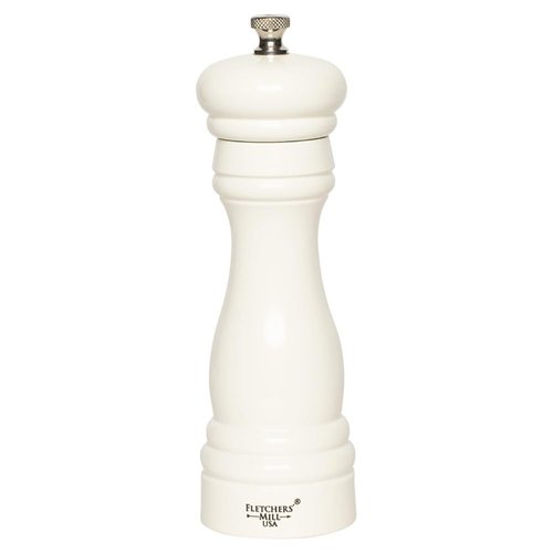 Fletchers' Mill Federal Pepper Mill, White - 6 Inch, Adjustable Coarseness Fine to Coarse, MADE IN U.S.A.