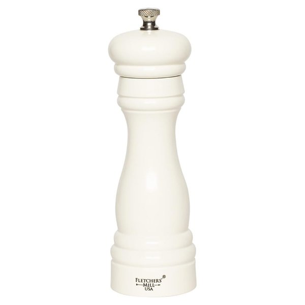 Fletchers' Mill Federal Pepper Mill, White - 6 Inch, Adjustable Coarseness Fine to Coarse, MADE IN U.S.A.
