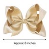 DEEKA 2 PCS 6" Big Hand-made Shiny Glitter Ribbon Hair Bows Alligator Clips Hair Accessories for Little Teen Toddler Girls Kids Set of 2 -Light Gold