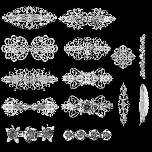 14PCS Retro Vintage Silver French Barrette, Kalolary Vintage Metal Decorative Hair Clips, Hair Je...