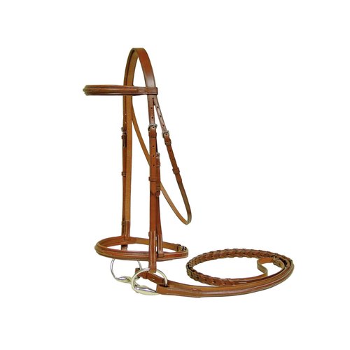 Paris Tack Padded Raised Fancy Stitched Leather English Schooling Bridle with Laced Reins