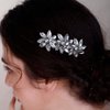 BERYUAN Crystal Flower Hair Comb for Women Girls Prom Crystals Hair Comb Wedding Headpiece for Bride Bridemaid Flower Girls peacock blue