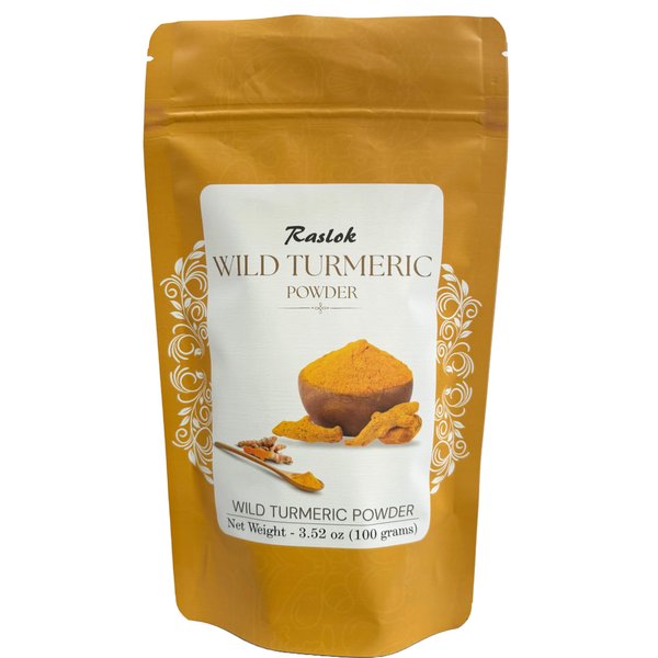 Raslok Wild Turmeric Powder | Kasturi Manjal| Amba Haldi | Kasturi Turmeric | No Preservatives | Chemical Free | for Face Packs & Face Mask (3.52, Ounces)