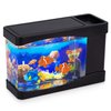 Artificial Fish Tank Virtual Ocean Toy in Motion Lamp - Mini Office Desk Aquarium 3 Colorful LED Lights, Colorful Aquarium Backgrounds - 3 Artificial Fish, Bubbles Tank with Moving Fish, Gift for Kids