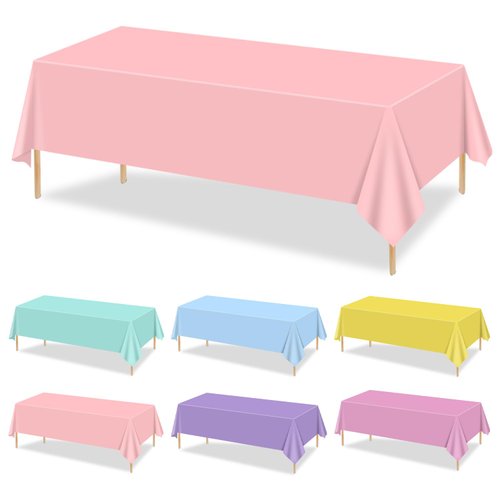 12 Pack Pastel Tablecloths, 87x51'' Ice Cream Colorful Plastic Disposable Rectangle Table Covers, Pastel Rainbow Mix Color Decorations for Birthday, Rainbow Party, Ice Cream Themed Party, Baby Shower
