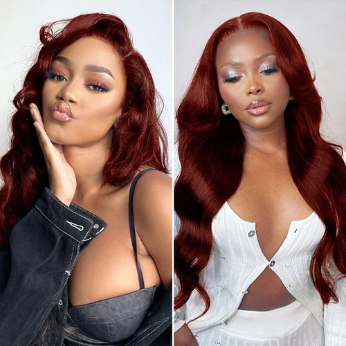 Lace Front Wig Reddish Brown Human hair Wigs Body Wave Wigs for Black Women 13X4 HD Transparent Lace Front Wig 180% Density Virgin Human Hair Wig Pre Plucked with Baby Hair Glueless Wigs 20 Inch