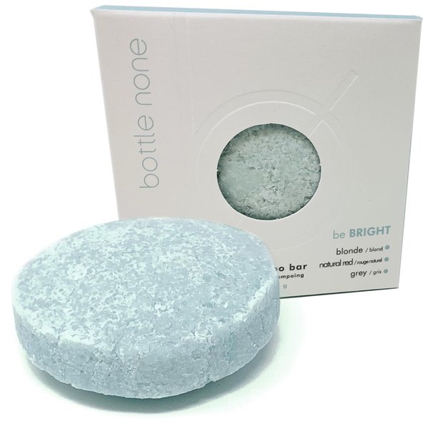 BOTTLE NONE | be BRIGHT Shampoo Bar for Blond, Natural Red & Grey Hair | Includes Natural Dimethicone Replacement for an Incredible Shine | PH Balanced/Salon Grade/Natural | 50+ Washes