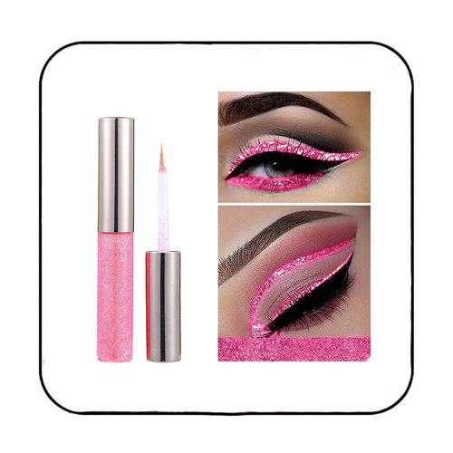 Edanta Glitter Liquid Eyeliner Shimmer Eye Liner Metallic Cosplay Eyeshadow Cosmetics for Women and Girls Pack of 1 (B-Pink)