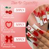 BELICEY 120Pcs Bow Nail Charms Red Acrylic Flatback Heart Nails Decoration Alloy Cherry Charms for Nails Gems and Rhinestones for Women Manicure DIY Nail Art Design Crafts