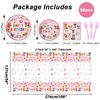 98pcs Dog Birthday Party Decorations Puppy Tableware Set Plates Napkins Pink Dog Theme Tablecloth for Girls Birthday Lets Pawty Party Supplies Kit Pet Dog Table Cover Dinnerware Paw Print Party Favors