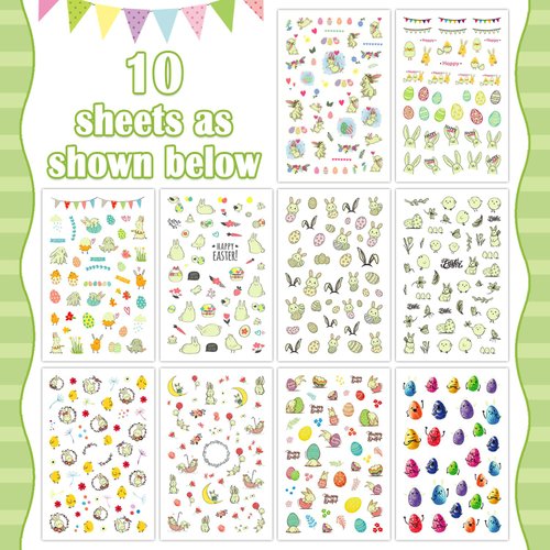 Partwind Luminous Easter Nail Stickers for Kids Girls, Glow Cute Nail Stickers Decals Wraps for Easter Nail Decorations Accessories, Easter Spring Fingernail Stickers for Girls Basket Stuffers Gifts