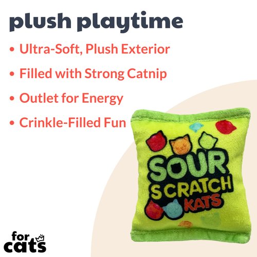 Huxley & Ket Plush Cat Toy | Sour Scratch Kats | Snack Attack Strong Catnip Filled Cat Toy | Plush Interactive Kitten and Cat Toy with Catnip and Crinkle | Kittybelles
