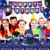 LXlucktim Video Game Party Supplies - 262Pcs Gamer Gaming Birthday Party Decoration For Boys Birthday Party - Table Cover, Utensils, Hanging Swirls, Cupcake, Cake Topper, Balloons Serves 16 Guests