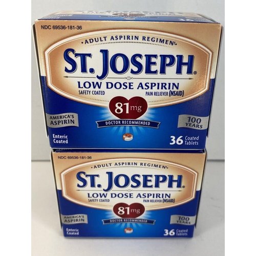 St. Joseph Pain Reliever, 81 mg, Enteric Coated Tablets, 36 ct.