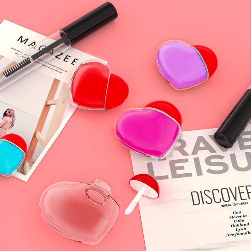 RONRONS 20 Pieces Heart Lip Gloss Tubes, Clear Plastic Empty Lip Gloss Container Cute Heart Shape Mini Lipgloss Tubes with Wand Bulk for Women Girls DIY Cosmetics Small Business