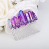 Teyglen Raw Crystal Quartz Hair Comb Clear Crystal Hair Side Comb Mermaid Rhinestone Hair Comb Sun Moon Goddess Headpiece Decorative Hair Accessories for Women Girls (Purple)