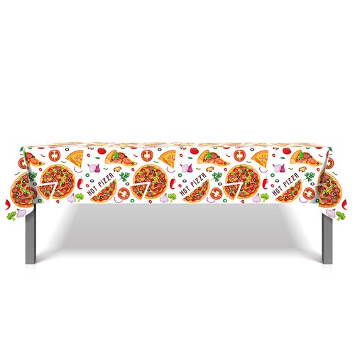 2 Pieces Pizza Party Tablecloth Pizza Theme Table Cover Pizza Birthday Party Decorations Pizza Party Birthday Table Cover Disposable Plastic Table Cover for Pizza Theme Party Supplies,54x87In