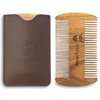 Striking Viking Sandalwood Beard Comb & Case - Pocket-Sized Grooming Tool with Fine & Coarse Teeth, Perfect for Use with Balms & Oils