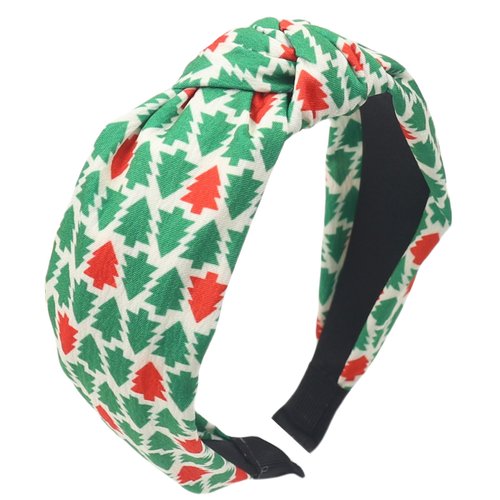 HIFANMM Christmas Headband for Women Girls, Christmas Tree Hair Band Wide Top Knot Green Hair Accessories Non Slip Headband Winter Xmas Party Costume Cosplay Supplies New Year Decoration