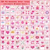 Partywind 204 Glitter Styles Valentine's Day Kids Temporary Tattoos, Valentines Party Supplies Favors Goodie Bag Stuffers, Exchange Surprise for Kids Classroom Prizes (Individually Wrapped Cut)