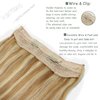 18inch Straight Wire Hair Extensions Honey Bleach Blonde Straight Real Invisible Adjustable Wire Hair Extensions One Piece 80g/Set