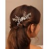 Teyglen Women Simple Crystal Rhinestone Bride Wedding Hair Comb Luxurious Hair Accessories Silver Rhinestone Wedding Hair Comb Bridal Crystal Haier Piece for Women Bride Girls