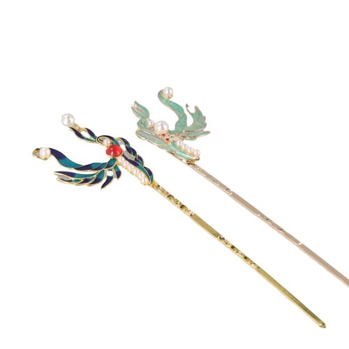 Leadigol 2Pcs Chinese Traditional Flower Hair Sticks,Vintage Pearl Rhinestones Hair Sticks,Wedding Traditional Aesthetics Hairpin,Retro Chignon Hair Pin Accessories