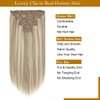 Loxxy Blonde Clip in Extensions Real Human Hair Natural Invisible Clip Hair Extensions Ash Blonde Mix Bleach Blonde 16Inch 120g 7pcs P18/613 Doubl Weft Human Clip in Hair Extensions