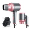 Wavytalk Portable Hair Dryer with Diffuser, Foldable Mini Hair Dryer with Lightweight Design, 1600W Small Hair Blow Dryer with Diffuser for Curly Hair Fast Drying, Rose Pink