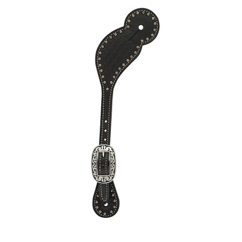 Weaver Leather Basketweave Bridle Leather Spur Straps, Black