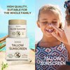 Beef Tallow Sunscreen with Zinc Oxide: Tallow & Zinc Oxide Instant Sun Protection - Non Greasy Formula with Beeswax, Red Raspberry, Carrot Oil - Suitable for Dry and Sensitive Skin - Fresh Scent