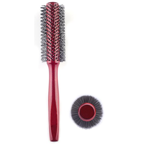 Small Round Hair Brush for Blow Drying With Soft Nylon Bristles, 1.6 Inch, for Short or Medium Curly Hair-Red