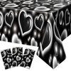 Tudomro 3 Pack 2000s Tablecloth Decoration Cholo Party Table Cover 90s Table Covers Heart Early Plastic Disposable Rectangle Table Decoration for Birthday Party Supplies, 54 x 108 Inches(Black)