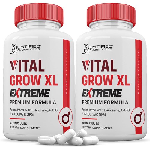 Justified Laboratories (2 Pack Vital Grow XL Extreme Pills 1600MG Premium Formula Proprietary Blend for Men's Health 120 Capsules