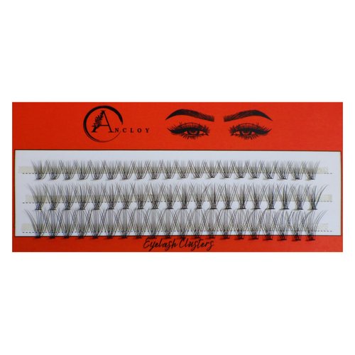 Ancloy Lashes Cluster Lash Extensions DIY Eyelash at Home Individual 60 Pcs 10D Mix Lengths, Natural Black (8-10-12)