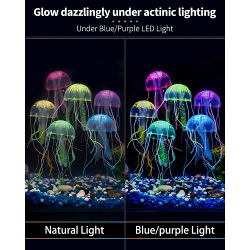 Uniclife 6 Pcs Glowing Jellyfish Ornament Decoration for Aquarium Fish Tank