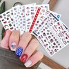 6 Sheets Independence Day Nail Art Stickers USA Flag Nail Decals 3D Self Adhesive Classics American Flag Star Heart Eagle Statue of Liberty Nail Designs Sticker for Women 4th of July Nail Decoration