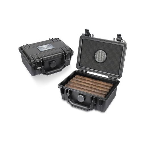 Guardsman Travel Black Cigar Humidor Capacity 10-15 Cigars