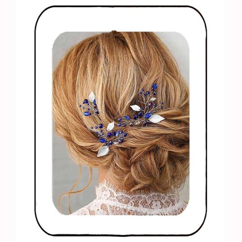 Latious Wedding Bride Leaf Hair Pins Vintage Gold Emerald Green Crystal Bridal Hair Pieces Rhines...