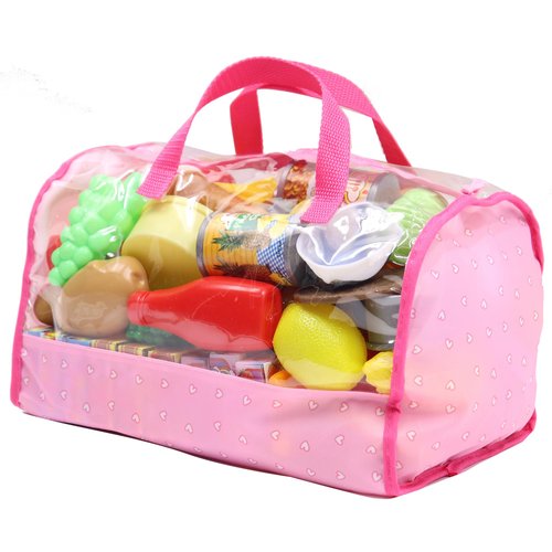 Flat River Group Dream Collection, Pretend Food Set with Carry Bag - Plastic Food Toys, Food Collection of 120 Pieces - Vegetables, Fruits, Cereal, Desserts & Poultry