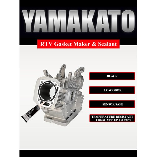 YAMAKATO RTV Gasket Maker, Black Silicone Sealant and 2 Thick Gasket Material Paper 160X290mm