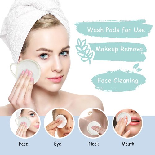 Nugilla 20 Packs Reusable Makeup Remover Pads with a Washable Laundry Bag, Microfiber Towel Clean Skin Face Towels, Soft Makeup Remover Cloth, Fast Drying Washcloth (White)