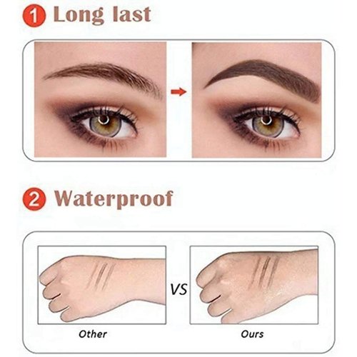 QUEMISS Brow Pen Waterproof Eyebrow 3D Pen Microblading Brow Pencil Makeup with 4 Fork Tip Micro-Fork Liquid Eyebrow Pencil (01#Chestnut)