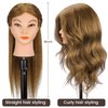 Mannequin Head with 100% Real Hair, CENOZ 18" Hairdresser Cosmetology Training Head with Stand and Tool, Manikin Training Practice Head, Doll Head for Hair Styling （Light Brown）